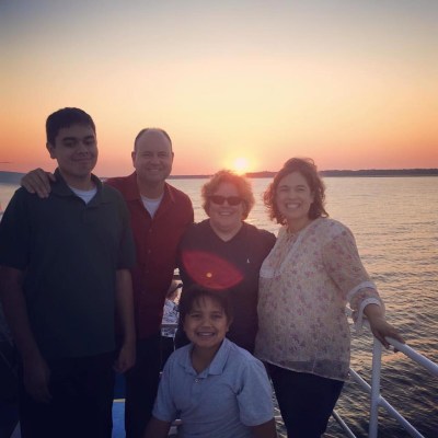 Family on sunset cruise